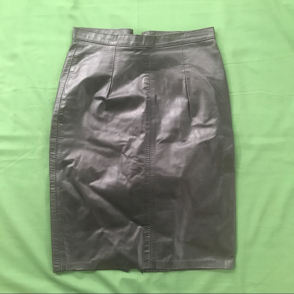 Vintage black leather pencil skirt